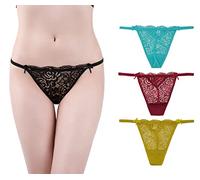 marysgift Thongs for Women Multipack Lace Brazilian Knickers Ladies Underwear Soft Stretch G String Panties Low Rise Hipster Thong (U04,L UK 8 10)
