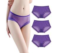 marysgift Women Mesh Briefs Ultra Thin Lace Panties Sexy Underwear Low Rise Soft Bikini Thongs UK 4 6 4307-M Purple2