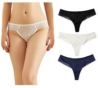 marysgift Women's Knickers Womens Thongs Multipack Ladies Pants 3 Pack Lace Knickers for Lady Lace Thong Low Rise Underpants G-String UK 6 8 M AA4