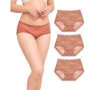 marysgift Women's Lace Panties Ladies Knickers Lingerie Underwear Briefs Floral Lace Boy Shorts - 5709 Brown2 XXL UK 12 14