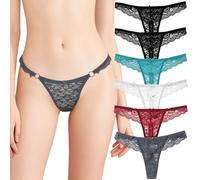 marysgift Women's Lace Thongs Soft Stretchy Multi Color Pack Underwear Ladies Panties Hipster Bikini6 Pcs Multi Color M UK 6 8