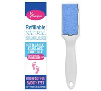 MARYTON Refillable Siliglass Foam Foot File,Replaceable Natural Siligalss, 1 Handle, 2 Pad,Easily and Effectively Remove Rough Skin and Calluses,for Beautifully Smooth Feet