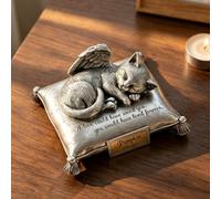 MARYTUMM Personalized Cat Urn, Heavenly Angel Cat Sleeping On Pillow Cremation Urn Small Pet Memorial Statue Engraved with Your Pet's Name,Date Decor Cats Shape Keepsake Urns