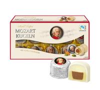 Marzipan Chocolate Gift Box 200g - Mozart Kugeln individually wrapped - Mozart kugeln chocolates, chocolate marzipan, Christmas marzipan WHITE chocolates gifts, cake decorations (White Chocolate)