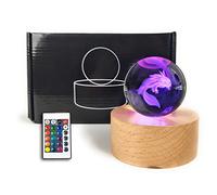 MARZIUS 3D Axolotl Crystal Ball Night Light,2.4 inch Glass Ball Night Lamp with Woodern Base,16 Colors,Remote Control, Decorations Gifts for Men,Women,Kids,Boys,Girls,Teens,Kids (B), (CB-1005)