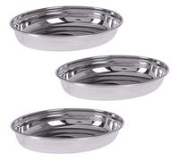Marzoon 3 x Silver-Coloured Oval Bowls 19 x 14 cm Stainless Steel 500 ml Capacity - Stackable - Metal Serving Bowls for Snacks, Side Dishes, Salads & Dessert