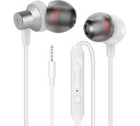 MAS CARNEY Wired Earphones WI7, In-Ear Headphones Wired for Gaming Laptop | Metal Earbuds with Mic & Volume Control, S/M/L Silicone Tips, Passive Noise Isolation, 3.5mm Jack Earphones for Computer, PS5