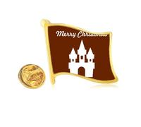 mas Castle Fairy Tale Magic Golden Metal Flag Lapel Pin Badge