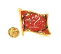mas Colorful Garland Illustration Golden Metal Flag Lapel Pin Badge