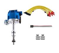 MAS Performance HEI Ignition Distributor w/Cap & Rotor and Spark plug Wire set Compatible with Ford 351C 351M 400 429 460 HEI 65,000 Volt Coil KA-1046013 PE332U JM6506BL 351CBLHEI0(Blue HEI Kit)