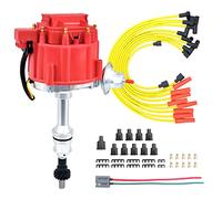 MAS Performance HEI Ignition Distributor w/Cap & Rotor and Spark plug Wire set Compatible with Ford 351 400 460 HEI 65000 Volt Coil KA-1046013 PE332U JM6506BL 351CBLHEI0(Red HEI Kit)