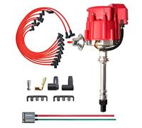 MAS Racing HEI Distributor&Spark Plug Wires & Free Pigtail Wire Harness Combo Kit Red Cap Replacement for Chevy 283 302 307 327 350 396 400 402 427 454 gm SBC BBC 65k Coil 7500RPM Chevrolet C10 GMC V8