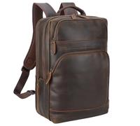Masa Kawa Brown Leather Laptop Backpack for Men 16 Inch Compute Work Bag