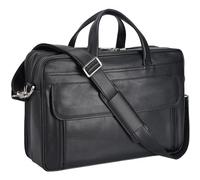 Masa Kawa Leather 15.6" & 17" Laptop Briefcase Men Business Messenger Bag, Black-fits 17" Laptop, 38.5*30*14 CM, Business Travel Laptop Briefcase