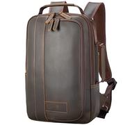 Masa Kawa Leather 15.6" Laptop Backpack for Men Convertible Briefcase Backpacks Expandable Vintage Business Work Daypack, Brown, M, Business Travel Backpacks