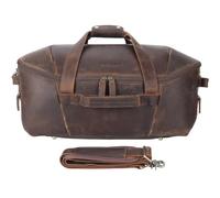 Masa Kawa Leather Duffle Bags for Men Travel Gym Cowhide Weekender Overnight 30L Carry on Luggage Duffel Bag with Dividers Toiletry Wet Pocket, Vintage Brown, Brown, Carry-On 21 Inch, Duffel Bag