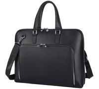 Masa Kawa Leather Slim 16" Laptop Briefcase Bag for Men Women, Black Large