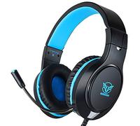 MASACEGON Gaming Headset for Xbox One, PS4, PS5,Nintendo Switch,Bass Surround and Noise Canceling with Flexible Mic, 3.5mm Wired Adjustable Over-Ear Headphones for Laptop PC iPad (Black-Blue)