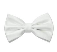MASADA bow tie white - men's accessory in silk-look, continuously adjustable, handmade with hook closure - 12 x 6 cm
