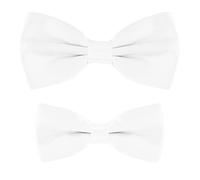 MASADA Father & Son matching set of bowties, pre-tied and smoothly adjustable - White