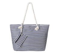 MASADA Large beach bag water resistant with zip Small blue stripes