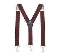 MASADA men's Braces, suspender with strong carabiner closure - smoothly adjustable 3.5 cm wide fits for up to 195 cm body height - Rhombus brown
