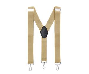 MASADA men's Braces, suspender with strong carabiner closure - smoothly adjustable 3.5 cm wide fits for up to 195 cm body height - Beige