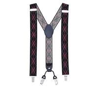 MASADA men's Braces, suspender with strong clips - smoothly adjustable 3.5 cm wide fits for up to 195 cm body height Lozenge black-red