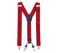 MASADA men's Braces, suspender with strong clips - smoothly adjustable 3.5 cm wide fits for up to 195 cm body height Dark red