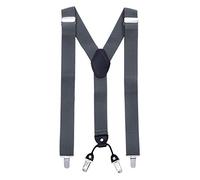 MASADA men's Braces, suspender with strong clips - smoothly adjustable 3.5 cm wide fits for up to 195 cm body height Grey-blue
