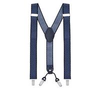 MASADA men's Braces, suspender with strong clips - smoothly adjustable 3.5 cm wide fits for up to 195 cm body height Black-blue stripes