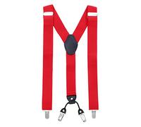 MASADA men's Braces, suspender with strong clips - smoothly adjustable 3.5 cm wide fits for up to 195 cm body height Red