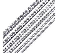 MASADA Men's Stainless Steel Necklace from fine to Solid Wide Curb Chain Silver and Gold