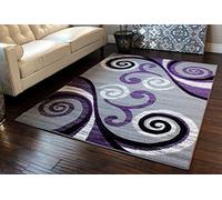 Masada Rugs, Stephanie Collection Area Rug Modern Contemporary Design 1100 Purple Grey White Black (5 Feet 3 Inch X 7 Feet 3 Inch)