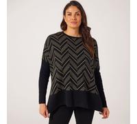 Masai Copenhagen Feluca Knitted Lurex Jacquard Long Sleeve Jumper BLACK 2XL