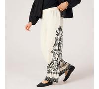 Masai Copenhagen Pelyssi 100% Viscose Printed Soft Twill Trousers IVORY BLACK 2XL