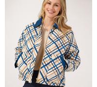 Masai Copenhagen Tovion Printed Coat with Contrast Collar TAN NAVY 2XL
