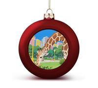 Masai Giraffe Christmas Ball Ornament - 2.4 Inch Shatterproof Plastic Xmas Tree Decorations, Red Christmas Tree Decor Hanging Ball for Holiday Wedding Party Decor