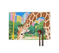 Masai Giraffe Placemats Set of 4-17.7x11.8 Inch Washable Non-Slip Table Mats, Durable Wipeable Kitchen & Dining Mats for Party Decor, Home Table Setting, Oil/Scratch Protection