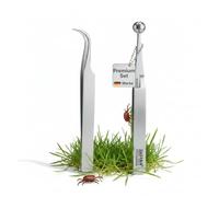 Masako Tick Tweezers Set 2-in-1 Stainless Steel - Tick Tweezers with Fine Tip and Bullet Tip - Remove Ticks on Dogs, Cats & Humans - Rustproof, Sterilisable