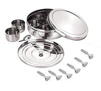 Masala Box with 7 Spice Containers and 2 Spoons, Lid Included