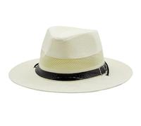 masanoya Mesh Class Wide Brim Straw Panama Fedora Hat Jazz Hat for Men Women Sun Hat Summer Beach Hat (Paper Straw, Cream White)