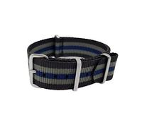 masar 16 to 24 mm NATO (Genuine Nylon) Thin and Lightweight Watch Bands for Men Women - Comes with 1 Premium Kit 4 Lugs + 1 Tool, Nato Black/Grey/Blue, 20 mm, Strap