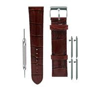 masar 18mm to 24mm Calf Leather, Quick Release Watch Straps, Crocodile Grain - High Gloss - Italian Leather, Brown Italian Leather, 24 mm, Strap