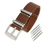 Masar 20mm NATO Brown Vintage Leather Watch Strap - Universal 20 Brown Vintage