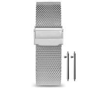 masar 21mm Silver Universal Premium - Quick Release - Milanese Mesh Watch Bracelet, Band, Straps - Stainless Steel Metal LR Silver