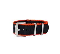 masar 22 Colours Premium Nylon Fabric Braided NATO Strap 1.4mm - Brushed Steel Buckle - Watch Strap - G10 - Men - Tool Kit - 18mm, 20mm, 22mm or 24mm, Nato | Black Orange, 18 mm, Strap