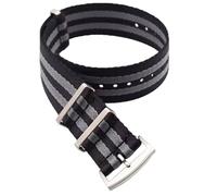 masar 7 Colors James 007 Bond Nylon NATO Strap - NATO G10~28cm - Watch Strap - Premium - Men - Mounting Kit - Not Suitable for Smart Watches, Soft Black Grey, 22mm, Strap