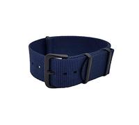 masar 8 Colours - Nylon NATO Strap 16 to 24 mm - Lightweight and Durable Nylon - Men and Women - Mounting Kit Included (4 Spring Bars + 1 Tool), Nato Night Blue/Black, 24 mm, Strap