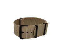 masar 8 Colours - Nylon NATO Strap 16 to 24 mm - Lightweight and Durable Nylon - Men and Women - Mounting Kit Included (4 Spring Bars + 1 Tool), Nato Khaki Buckle Black, 16 mm, Strap